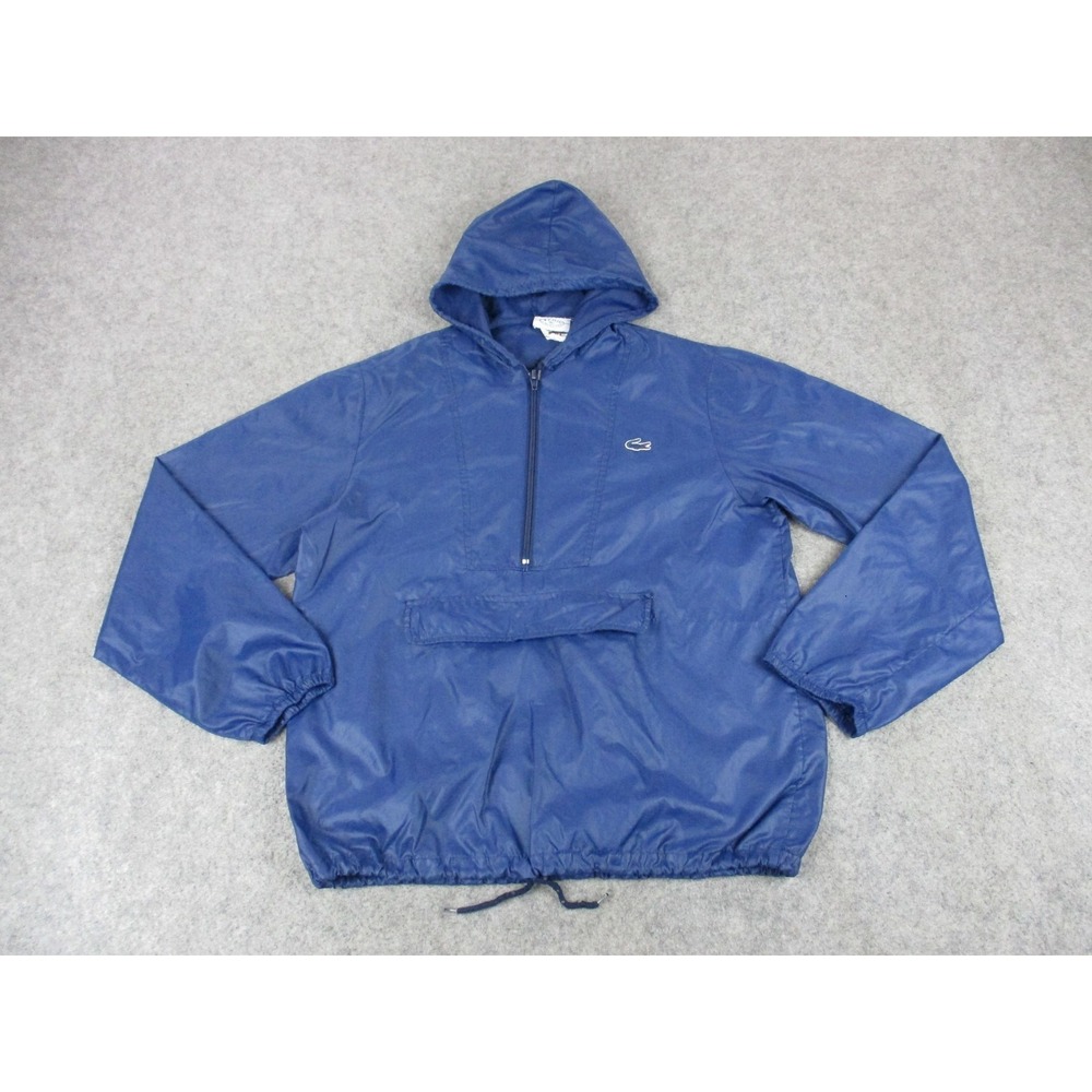 VINTAGE Lacoste Jacket Boys XL Blue Izod Anorak Windbreaker Hooded Lightweight